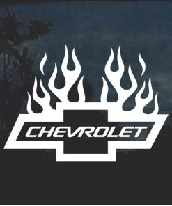 Chevrolet with Flames 4 Window Decal Sticker
