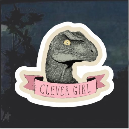 Clever Girl Jurassic color Decal Sticker