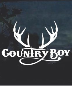 Country Boy Antlers Window Decal Sticker