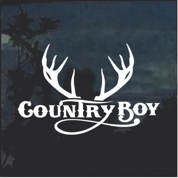Country Boy Antlers Window Decal Sticker