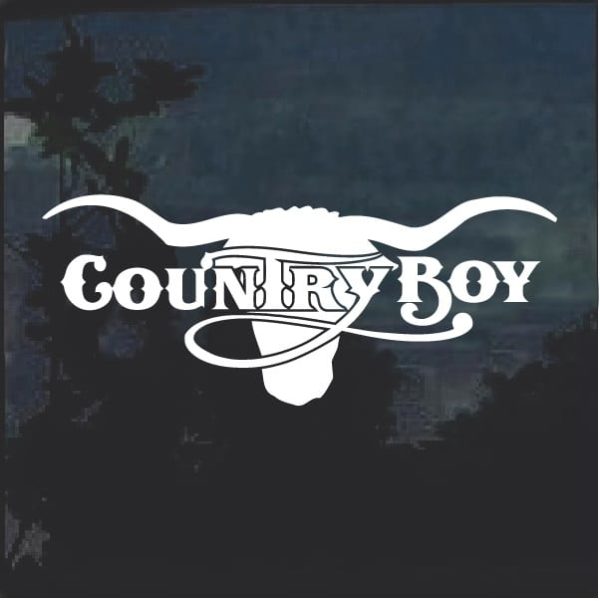 County Boy Cow Skull Window Decal Sticker