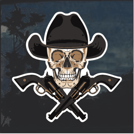 Cowboy skull and guns Window Decal Sticker