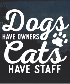Dogs have owners Cats Have Staff Cat Window Decal Sticker