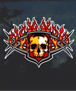 Flaming Tribal Skull Decal Sticker