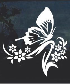 Floral Design with Butterfly 3 Window Decal Sticker