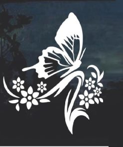 Butterfly  Flower window decal Sticker D3