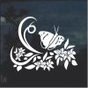 Floral Design with Butterfly 6 Window Decal Sticker