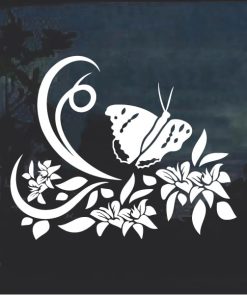 Floral Design with Butterfly 6 Window Decal Sticker