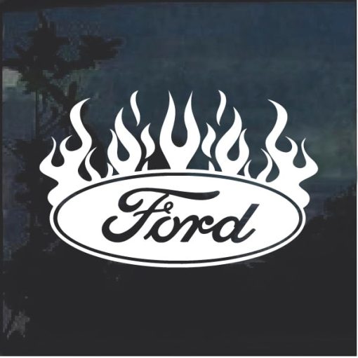 Ford Oval with Flames 3 Window Decal Sticker