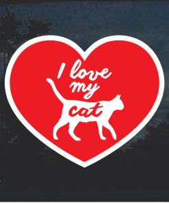 I love my cat heart Window Decal Sticker