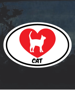 I love my cat oval Heart Window Decal Sticker