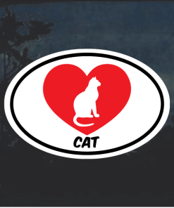 I love my cat oval Window Decal Sticker