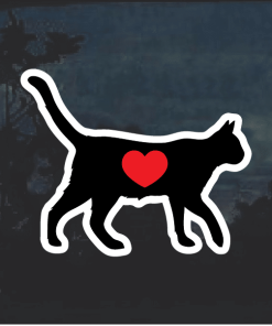 I love my cat silhouette heat Window Decal Sticker