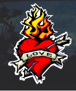 Love Flaming Heart Decal Sticker