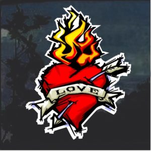 Love Flaming Heart Decal Sticker