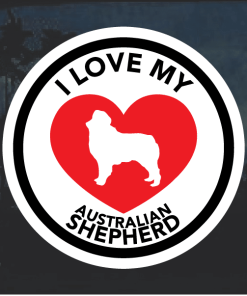 Love my Australian Shepherd heart Window Decal Sticker