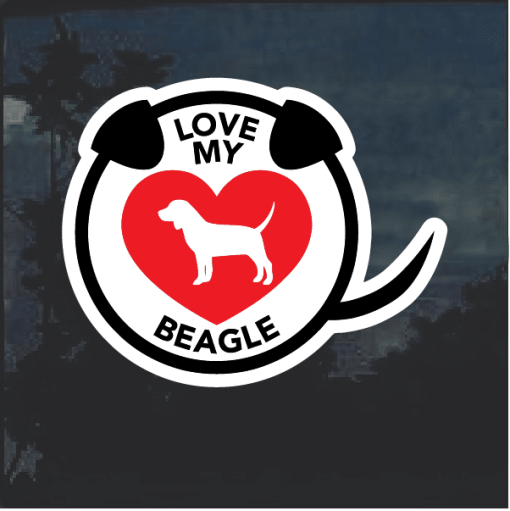 Love my Beagle heart Window Decal Sticker