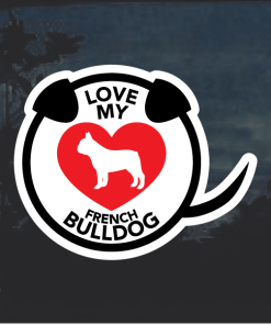 Love my French Bulldog heart Window Decal Sticker