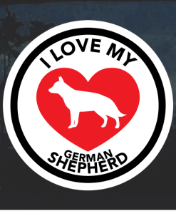 Love my German Shepherd heart Window Decal Sticker