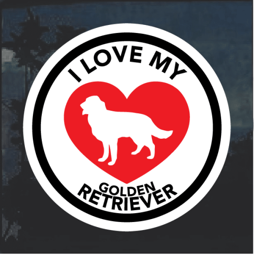Love my Golden Retriever heart Window Decal Sticker