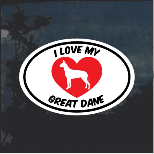 Love my Great Dane heart Window Decal Sticker