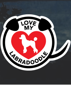 Love my Labradoodle heart Window Decal Sticker