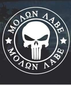 Molon Labe Punisher Skull Window Decal Sticker