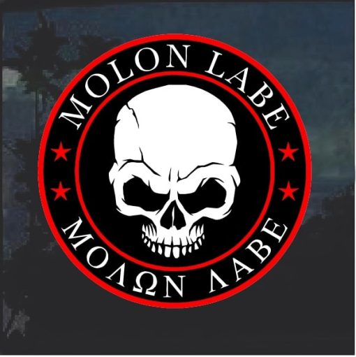 Molon Labe Skull Window Decal Sticker