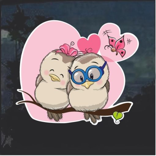 Owls and Hearts Decal Sticker