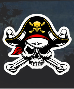 Pirate Skull and Crossbones Color Window Decal Sticker