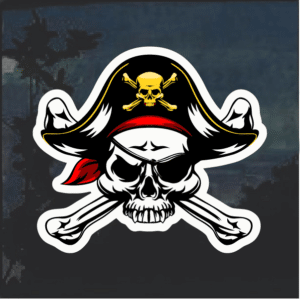 Pirate Skull and Crossbones Color Window Decal Sticker