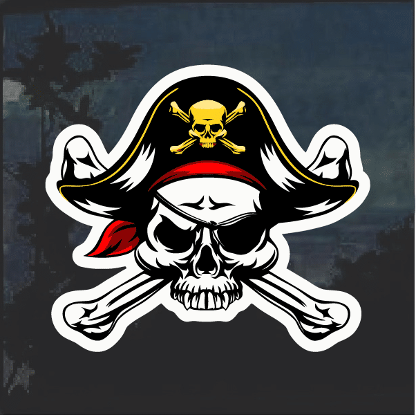 Skull Crossbones Pirate - Decal Sticker - Multiple Color & Sizes - ebn991