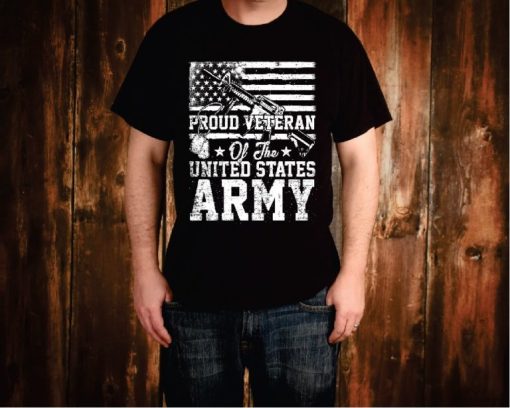 Proud Army Veteran Flag Tee Shirt