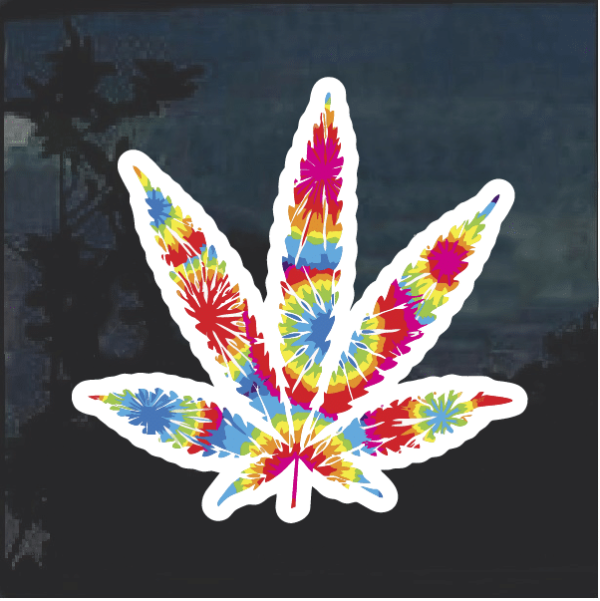 Tie Dye Pot Leaf Window Decal Sticker