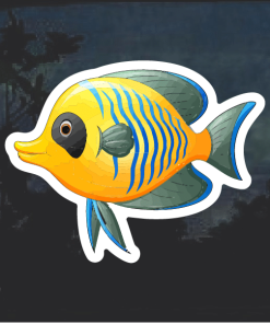 Tropical Yellow Fish Window Decal Sticker