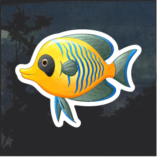 Tropical Yellow Fish Window Decal Sticker
