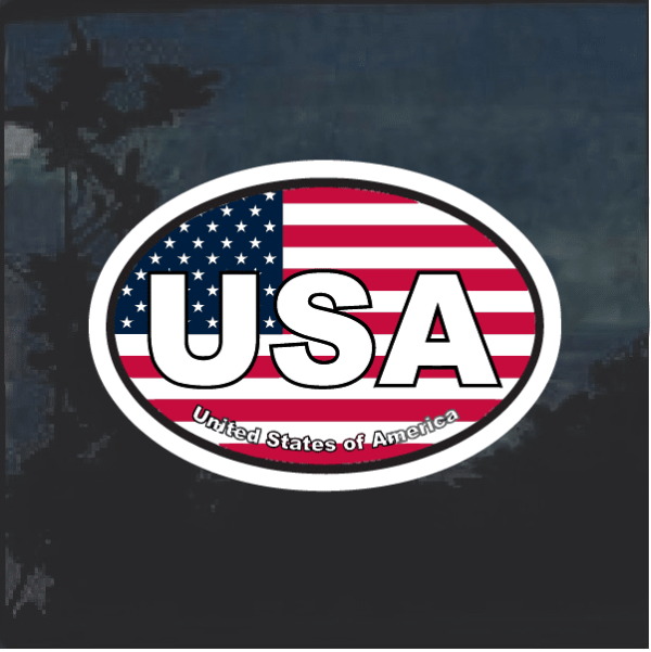 USA Oval Color Window Decal Sticker