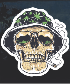 Weed Smoking Skull Window Decal Sticker