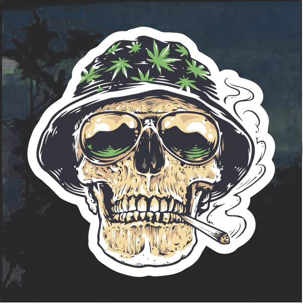 Weed Smoking Skull Window Decal Sticker | Custom Made In the USA | Fast ...