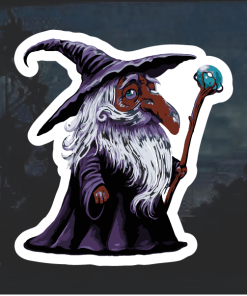 Wizard in Purple Robe Window Decal Sticker