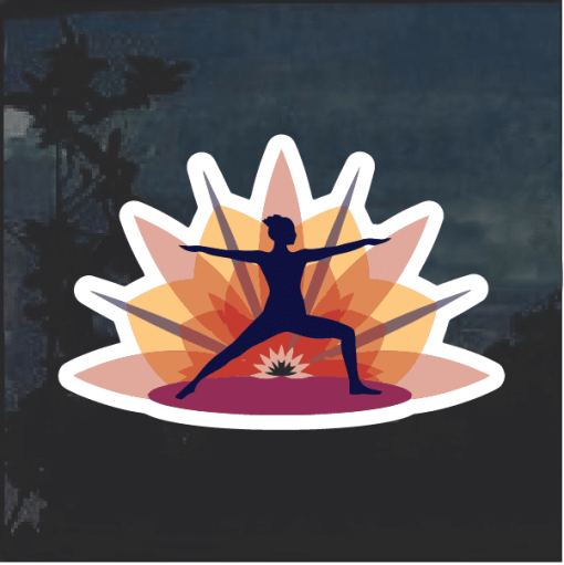 Yoga warrior sunrise Window Decal Sticker