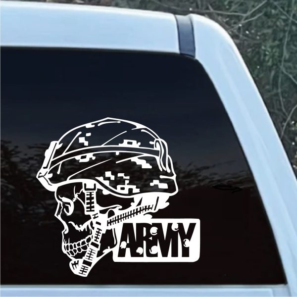 Army Skull Helmet Window Decal Sticker