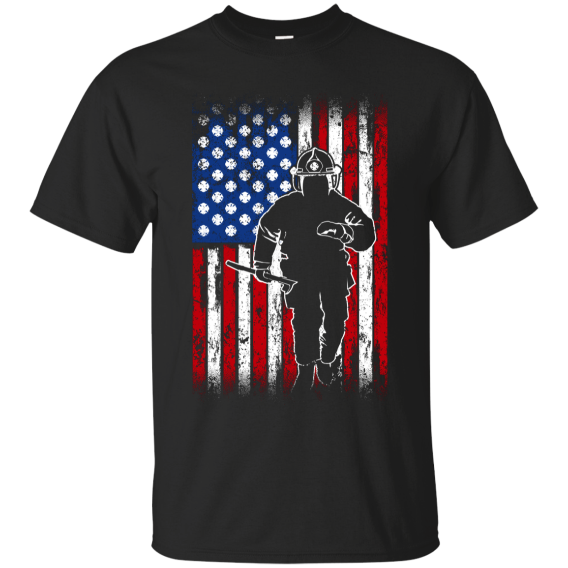 Fireman Firefighter American Flag Tee Shirt | MADE IN USA