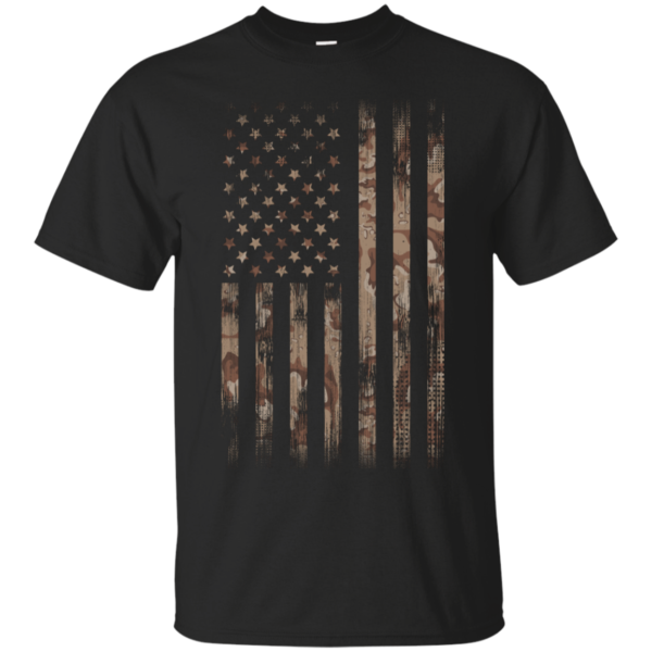 Camo Camouflage Weathered American Flag Tee Shirt | MADE IN USA