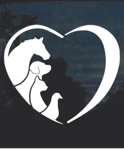 Animal Lover Heart Cats Horse birds Window Decal Sticker