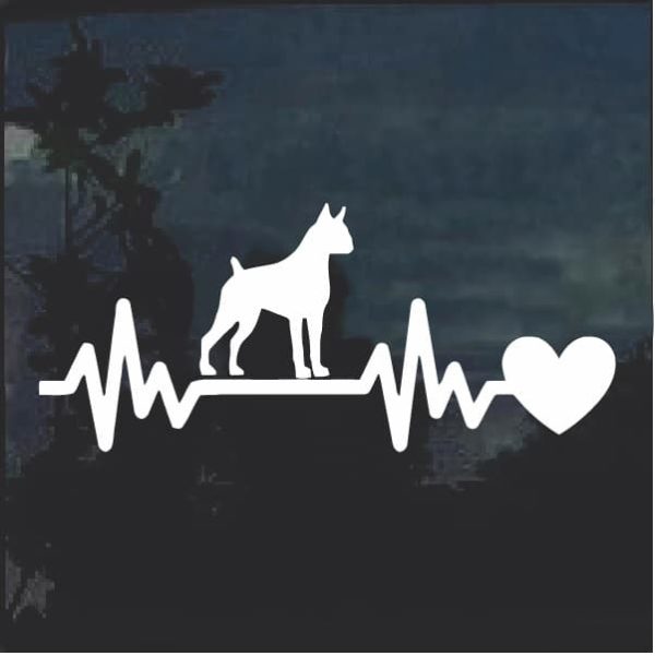 Boxer love Heartbeat Window Decal Sticker