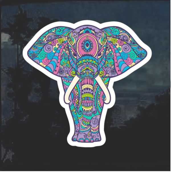 Elephant Boho Color Window Decal Sticker