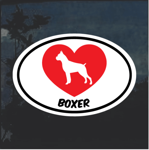 Love my Boxer heart Window Decal Sticker