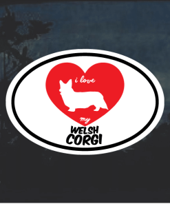 I Love my Welsh Corgi heart Window Decal Sticker