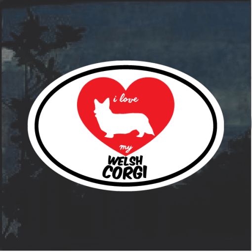 I Love my Welsh Corgi heart Window Decal Sticker